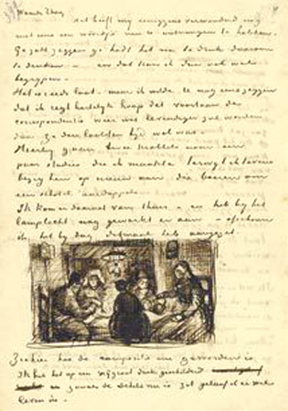 vincent van gogh letter, sketches, 