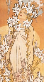 mucha, the flowers, the flowers lily, art nouveau, art of fine gifts,  