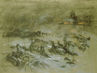 Mucha, military camp in winter